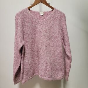 Wool Blend Sweater Womens Medium Textured Soft Popover Bubblegum Pink